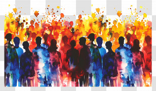 World Population Day - Colorful Crowd Silhouettes Illustration Transparent PNG
