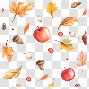 Autumn Background - Autumn Apples And Leaves Transparent PNG