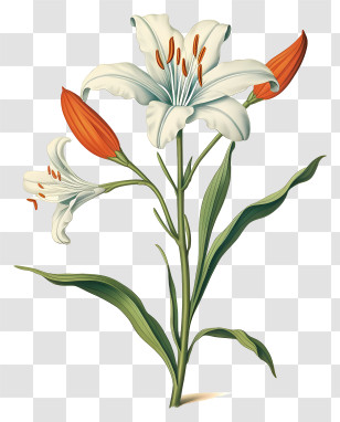 White Lily - White Lily Flower Botanical Illustration Transparent PNG