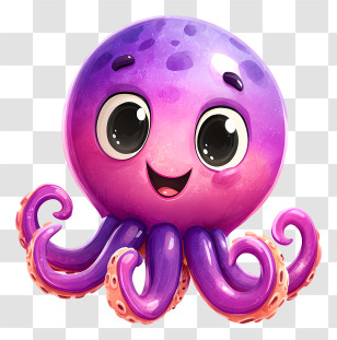 Octopus - Cute Purple Octopus Illustration Transparent PNG