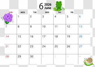 June 2026 Calendar - June 2026 Monthly Calendar Transparent PNG