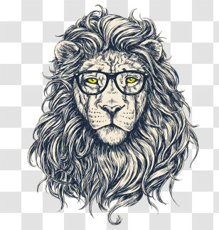 Lion Logo - Lion Wearing Glasses Illustration Transparent PNG