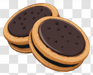 Chocolate Biscuit - Illustration Of Chocolate Cream-Filled Cookies Transparent PNG