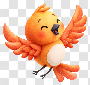 Cartoon Bird Flying - Happy Orange Cartoon Bird Transparent PNG