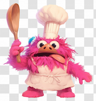 Gonger - Pink Monster Chef Holding A Spoon Transparent PNG