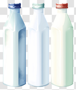Plastic Bottles - Glass Milk Bottles With Colorful Caps Transparent PNG
