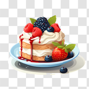 Dessert Day - Fruit-Topped Dessert With Berries And Whipped Cream Transparent PNG