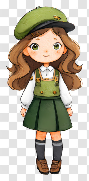 Girl In Uniform Scout - Girl In Green Outfit Illustration Transparent PNG