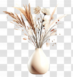 Dried Flower Art - Dried Flower Arrangement In Modern Vase Transparent PNG