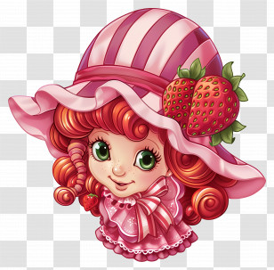 Strawberry Shortcake - Girl With Strawberry Hat And Pink Dress Transparent PNG