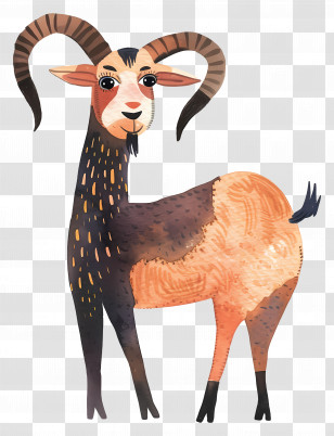 Goat - Cute Goat With Horns Transparent PNG