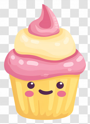 Cupcake Kawaii - Cute Cupcake With Smiling Face Transparent PNG