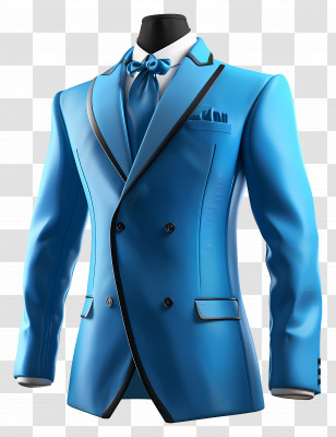 Blue Formal Wear - Blue Tailored Formal Suit With Matching Tie Transparent PNG