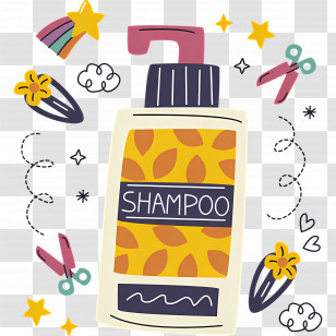 Shampoo - Shampoo Bottle With Decorative Elements Transparent PNG