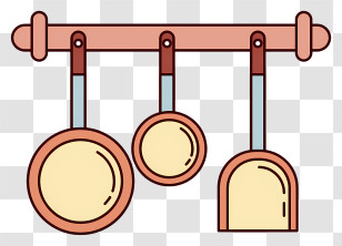 Sauce Pans - Hanging Kitchen Utensils Transparent PNG