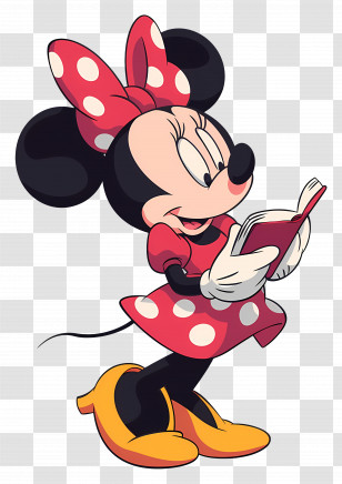 Minnie Mouse - Mouse Character Reading A Book Transparent PNG