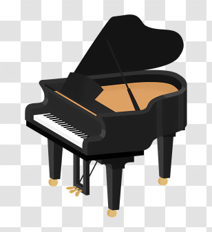 Piano - Stylized Black Grand Piano Illustration Transparent PNG
