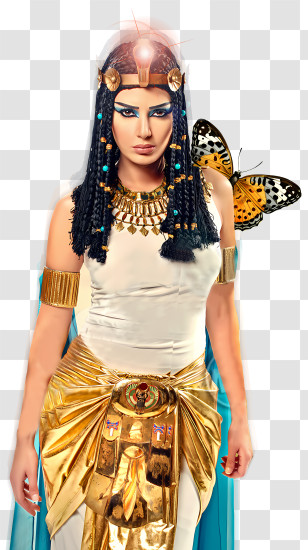 Egypt - Woman In Egyptian Royal Attire With Butterfly Transparent PNG