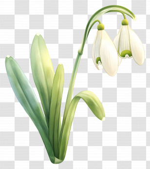 Snowdrop Flower - Elegant White Snowdrop Flowers In Bloom Transparent PNG