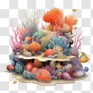 Coral Reefs - Vibrant Coral Reef With Marine Life Scene Transparent PNG