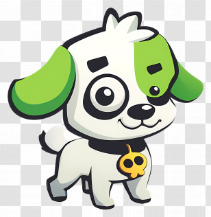 White Dog - Cute Green And White Cartoon Dog Transparent PNG