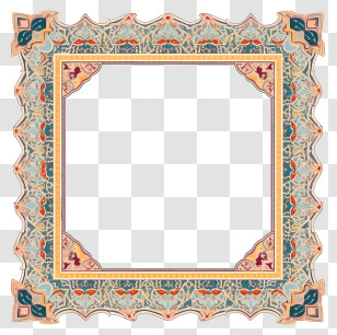 Flat Arabic Islamic Frame - Intricate Square Decorative Frame Transparent PNG