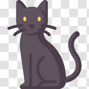 Halloween Cat - Black Cat Icon With Yellow Eyes Transparent PNG