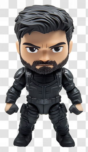 Karl Urban - Black Suit Action Figure Transparent PNG