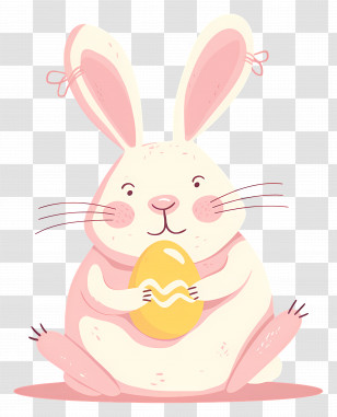 Easter Bunny - Cute Easter Bunny With Egg Transparent PNG