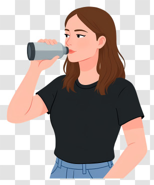 Woman Drinking Water - Casual Woman Drinking Water Transparent PNG