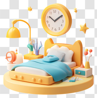 Cartoon Bed - Colorful Cartoon Bedroom Transparent PNG