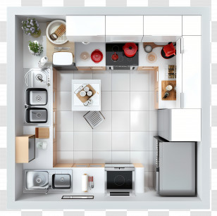 Kitchen Top View - Contemporary Kitchen Design Transparent PNG