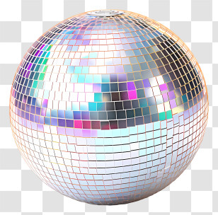 New Year - Rainbow Disco Ball With Vibrant Colors Transparent PNG