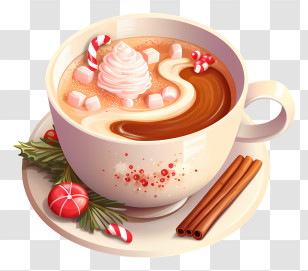 Hot Chocolate - Holiday Hot Chocolate With Candy Canes Transparent PNG