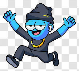 Playful Cartoon Boy - Cool Blue Hipster Cartoon Transparent PNG