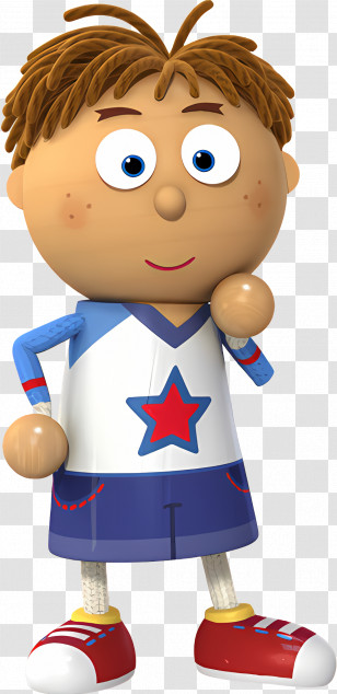 Tickety Toc - Cartoon Boy In Sports Outfit With Star Design Transparent PNG