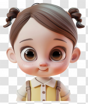 Baby Girl - Cute Cartoon Girl With Large Expressive Eyes Transparent PNG