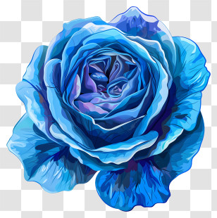 Blue Rose - Beautiful Blue Rose Flower Illustration Transparent PNG