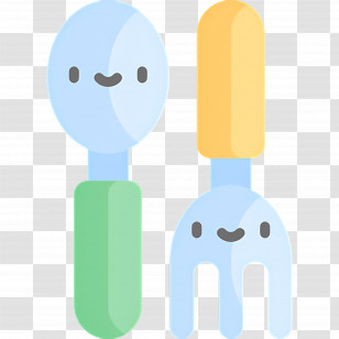 Fork Spoon - Cute Spoon And Fork With Smiling Faces Transparent PNG