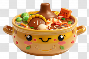 Cartoon Hot Pot - Happy Hot Pot With Food Transparent PNG