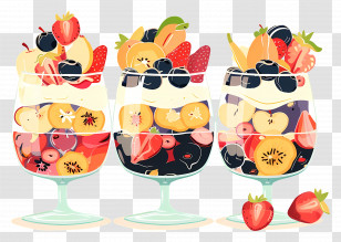 Fruit Parfaits In Glasses - Fruit Parfaits In Glasses Transparent PNG