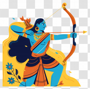 Dussehra - Mythological Blue-Skinned Archer Transparent PNG