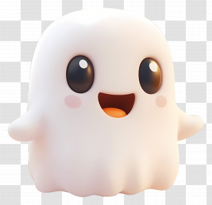 Cute Ghost - Cartoon White Ghost With Cheerful Expression Transparent PNG