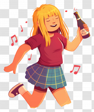 Drunk Girl - Happy Dancing Girl With Bottle Transparent PNG