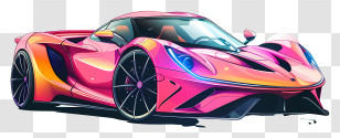 Lotus Evija - Vivid Pink Sports Car Illustration Transparent PNG