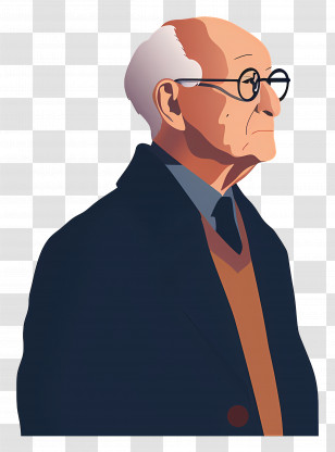 Cartoon Grandfather - Elderly Man In Glasses Transparent PNG
