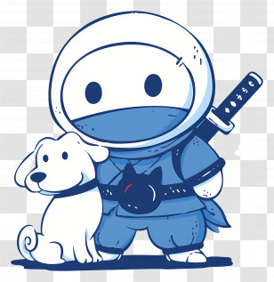 Cute Cartoon Ninja - Ninja And Dog Team Transparent PNG