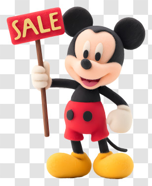 Mickey Mouse Holding Sale Sign - Mouse Character Holding Sale Sign Transparent PNG