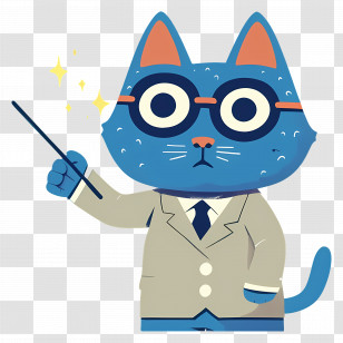 Teacher Teaching - Cat Professor With Glasses Transparent PNG