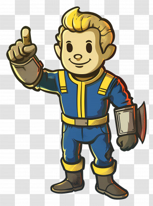 Vault Boy - Cartoon Character In Blue Suit Transparent PNG